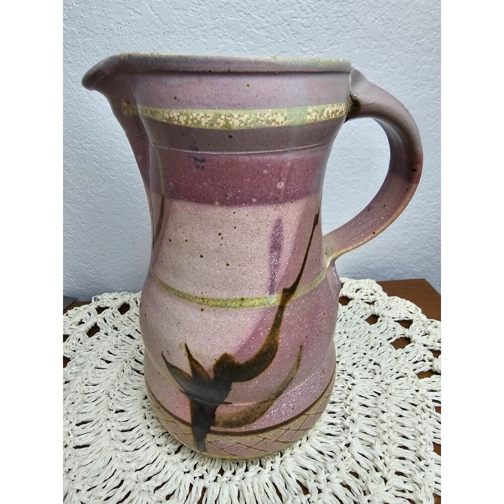 Elmer Taylor Studio Art Pottery Pitcher Stoneware ET, 9 inch,‎ serviceable